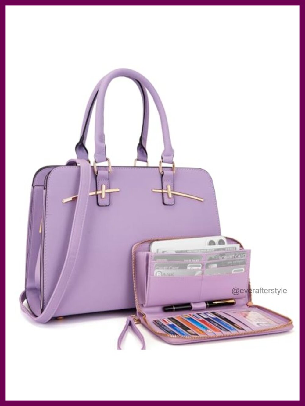 2-in-1 Women Tote Bag with RFID Wallet, 3 Compartments, PU Leather Work Satchel